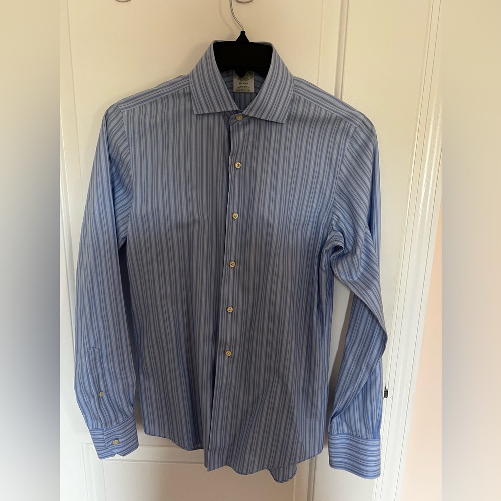 Brooks Brothers Non-iron Milano Dress Shirt Size:14.5-34 (supima Cotton)